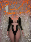 Green Velvet Bottle Girl Bodysuit - Sexy Clubwear, Rave Festival Outfit, Dancewear, Bartender Costume