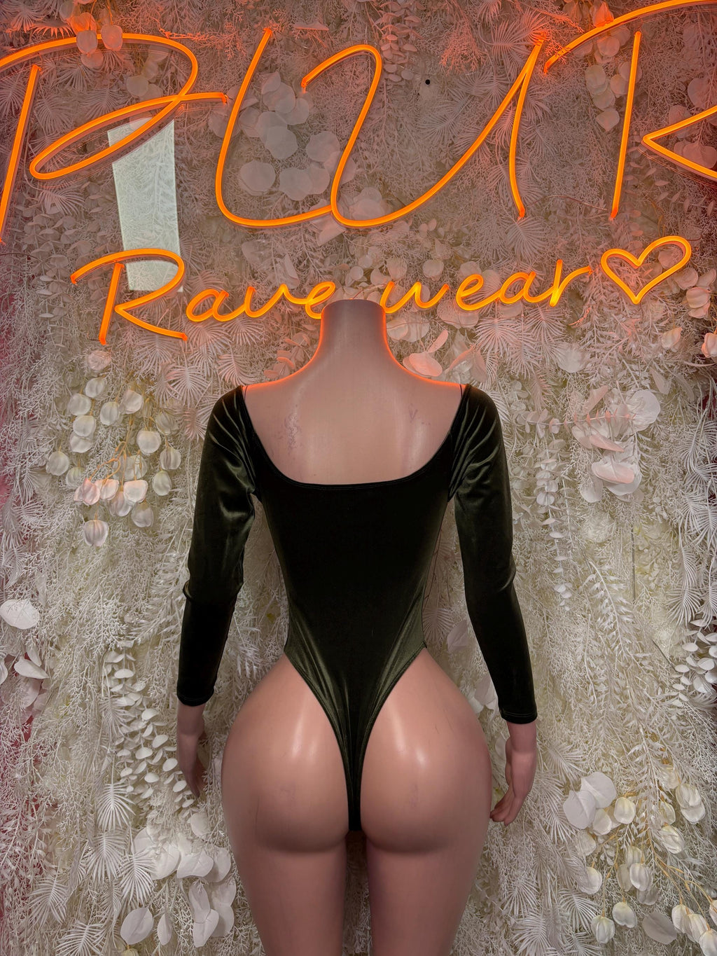 Green Velvet Bottle Girl Bodysuit - Sexy Clubwear, Rave Festival Outfit, Dancewear, Bartender Costume - image 2