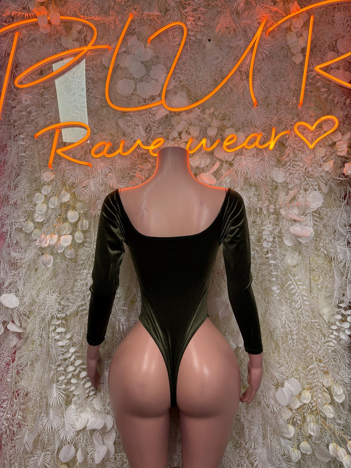 Green Velvet Bottle Girl Bodysuit - Sexy Clubwear, Rave Festival Outfit, Dancewear, Bartender Costume - image 2