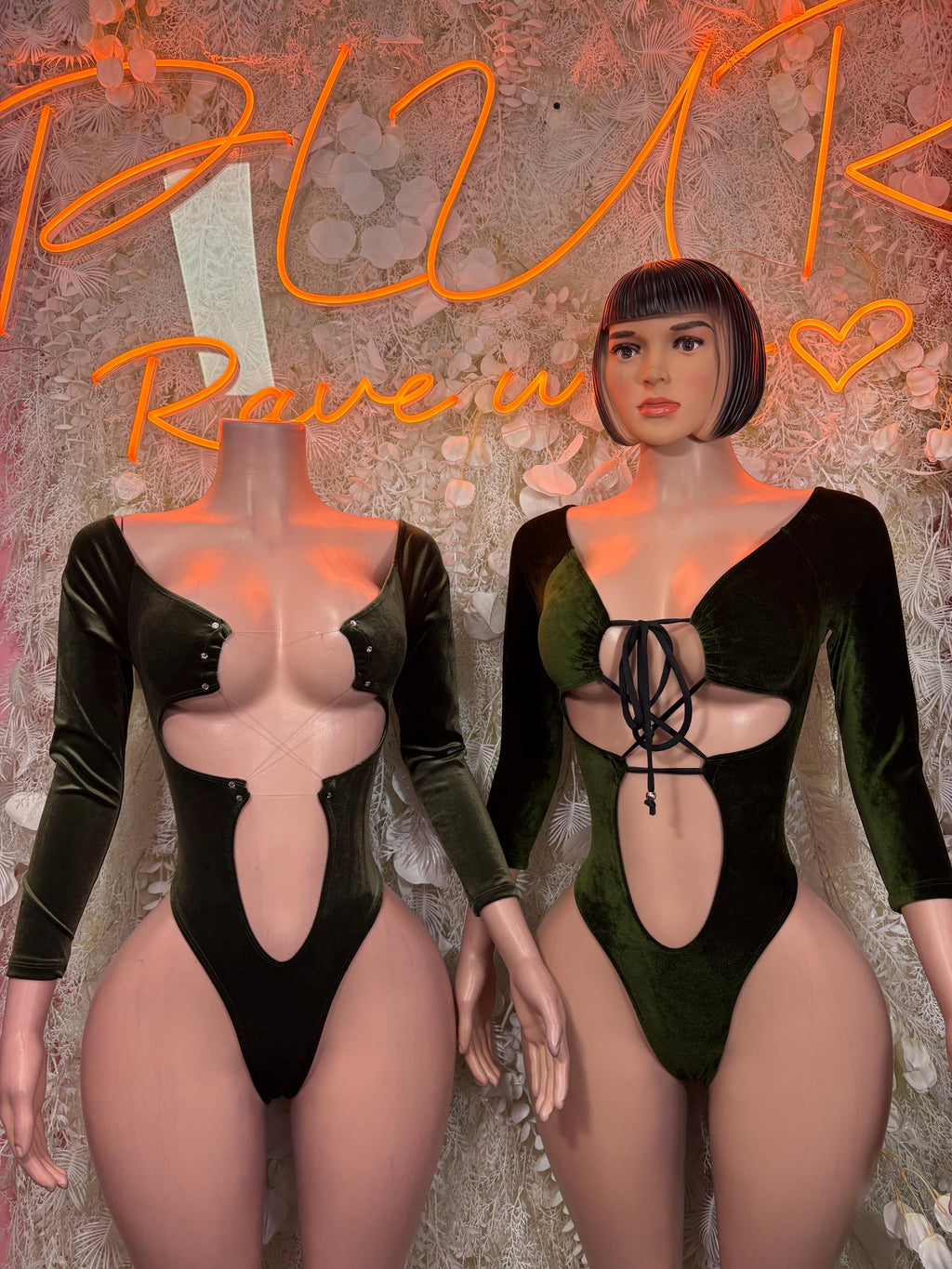 Green Velvet Bottle Girl Bodysuit - Sexy Clubwear, Rave Festival Outfit, Dancewear, Bartender Costume - image 3