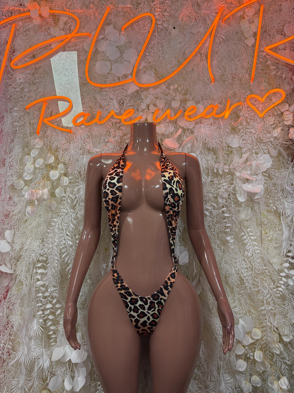 Leopard Print One Piece Bodysuit Exotic Dancewear Festival Outfit, Dancewear, Party Clubwear