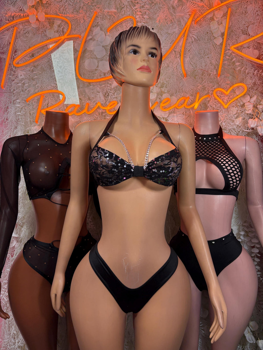 Ravewear Black Two Piece Set Festival Outfit Clubwear Bartender Outfit - image 3