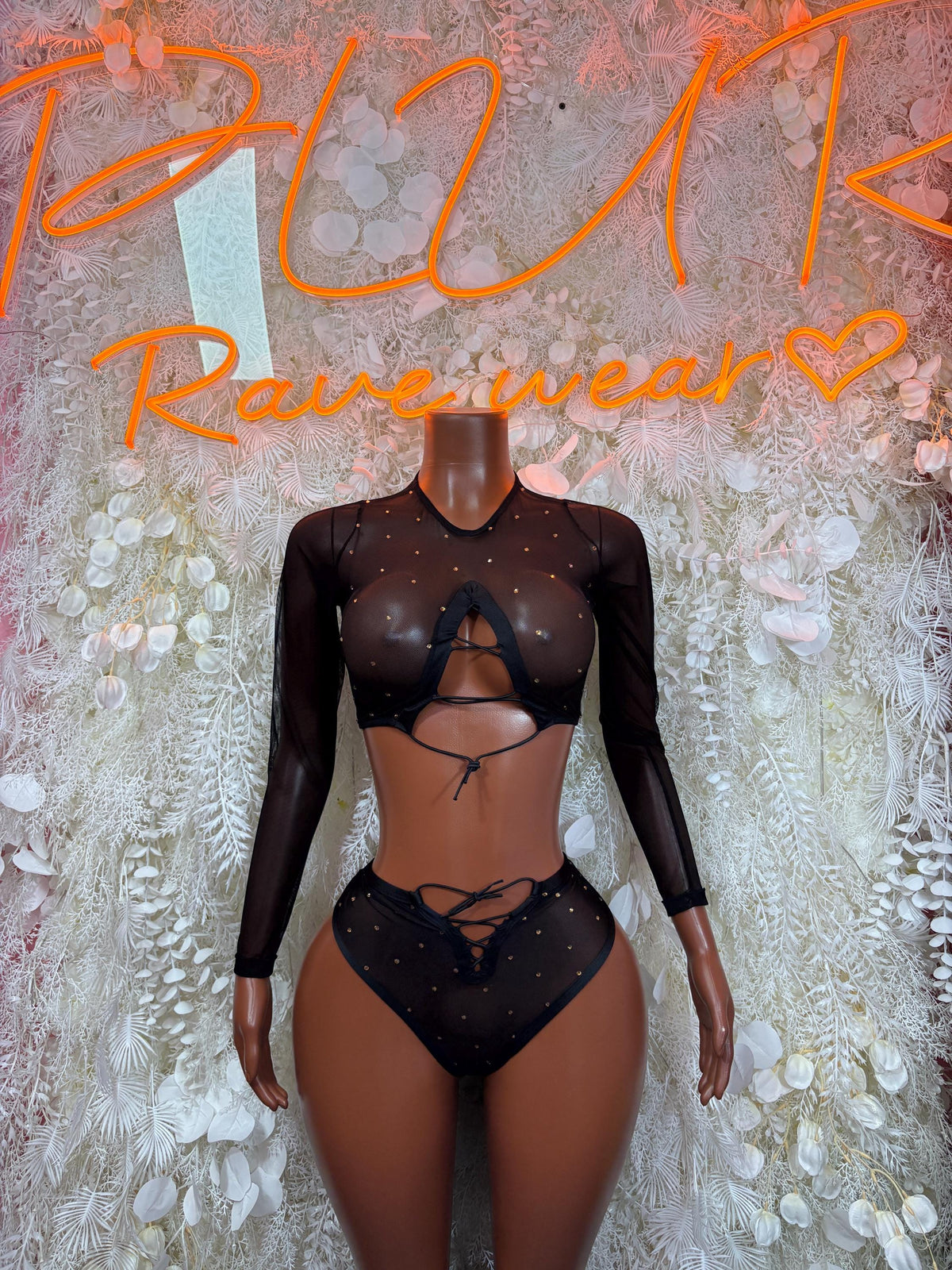 Ravewear Black Two Piece Set Festival Outfit Clubwear Bartender Outfit