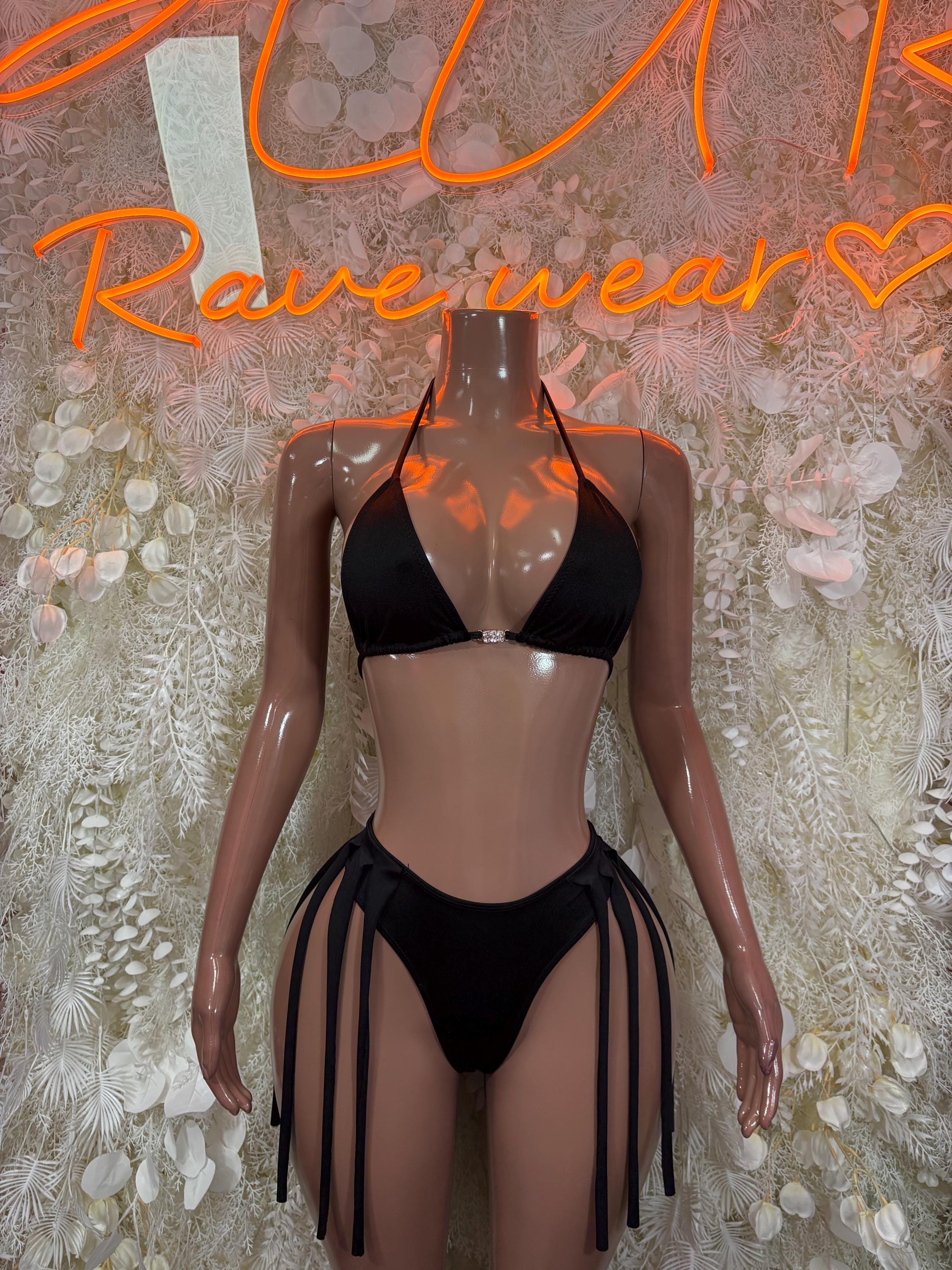 Rave Outfit Black Two Piece Set Festival Outfit Clubwear Bartender Outfit
