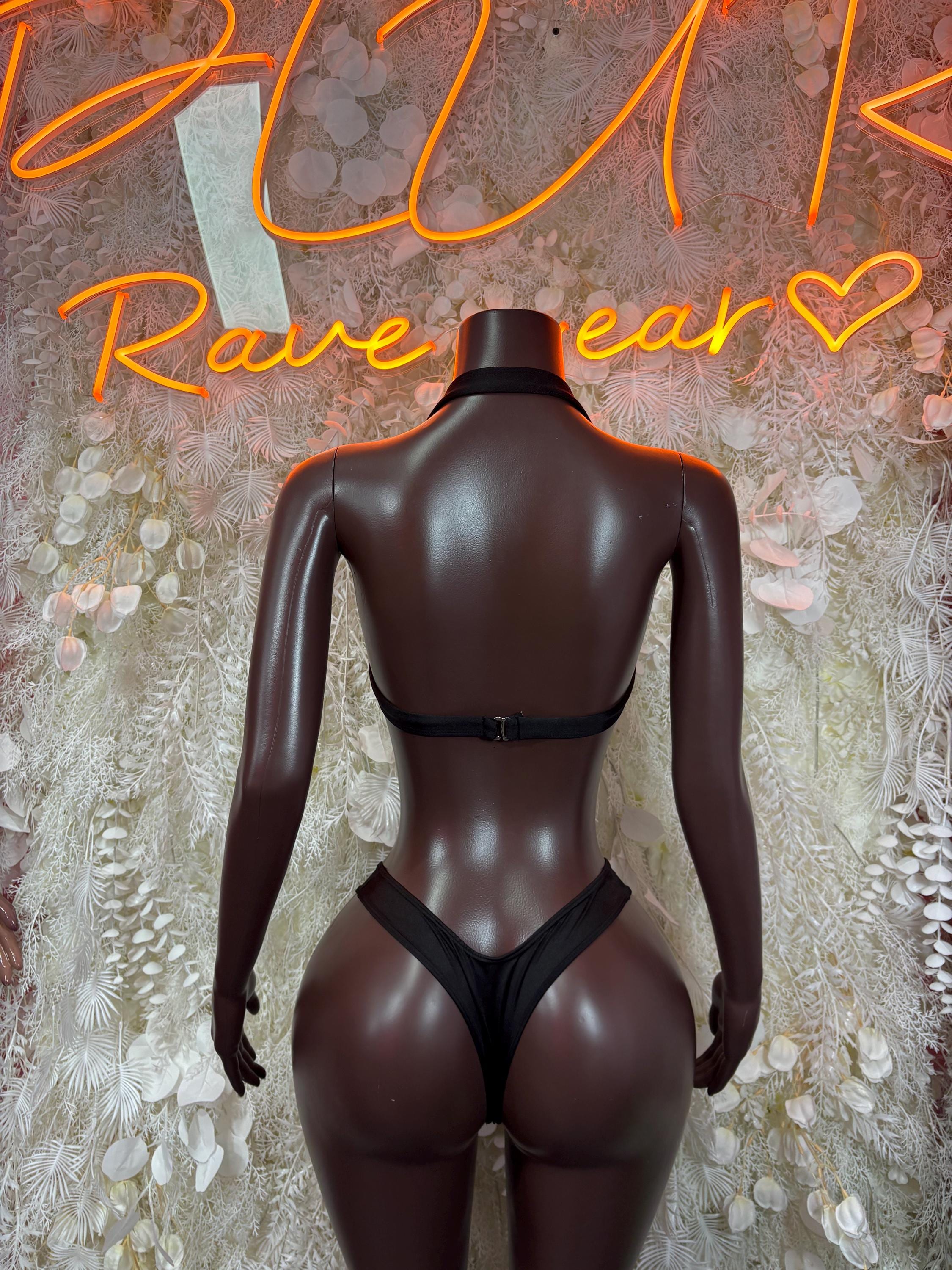 Rave Outfit Black Two Piece Set Festival Outfit Clubwear Bartender Outfit