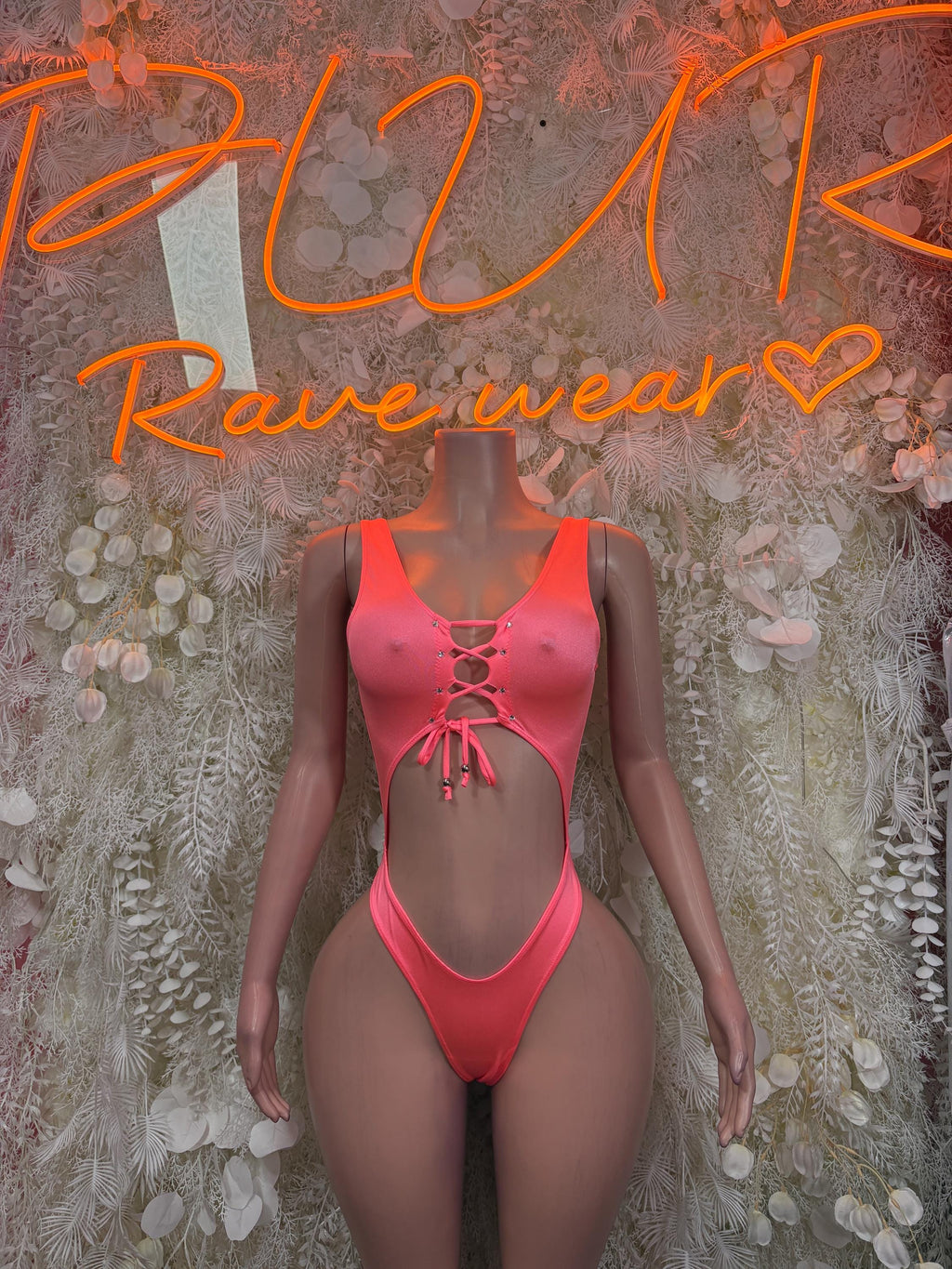 Bottlegirl Outfit - Coral Bodysuit Exotic Dancewear for Performers, Raves, & Bottlegirls