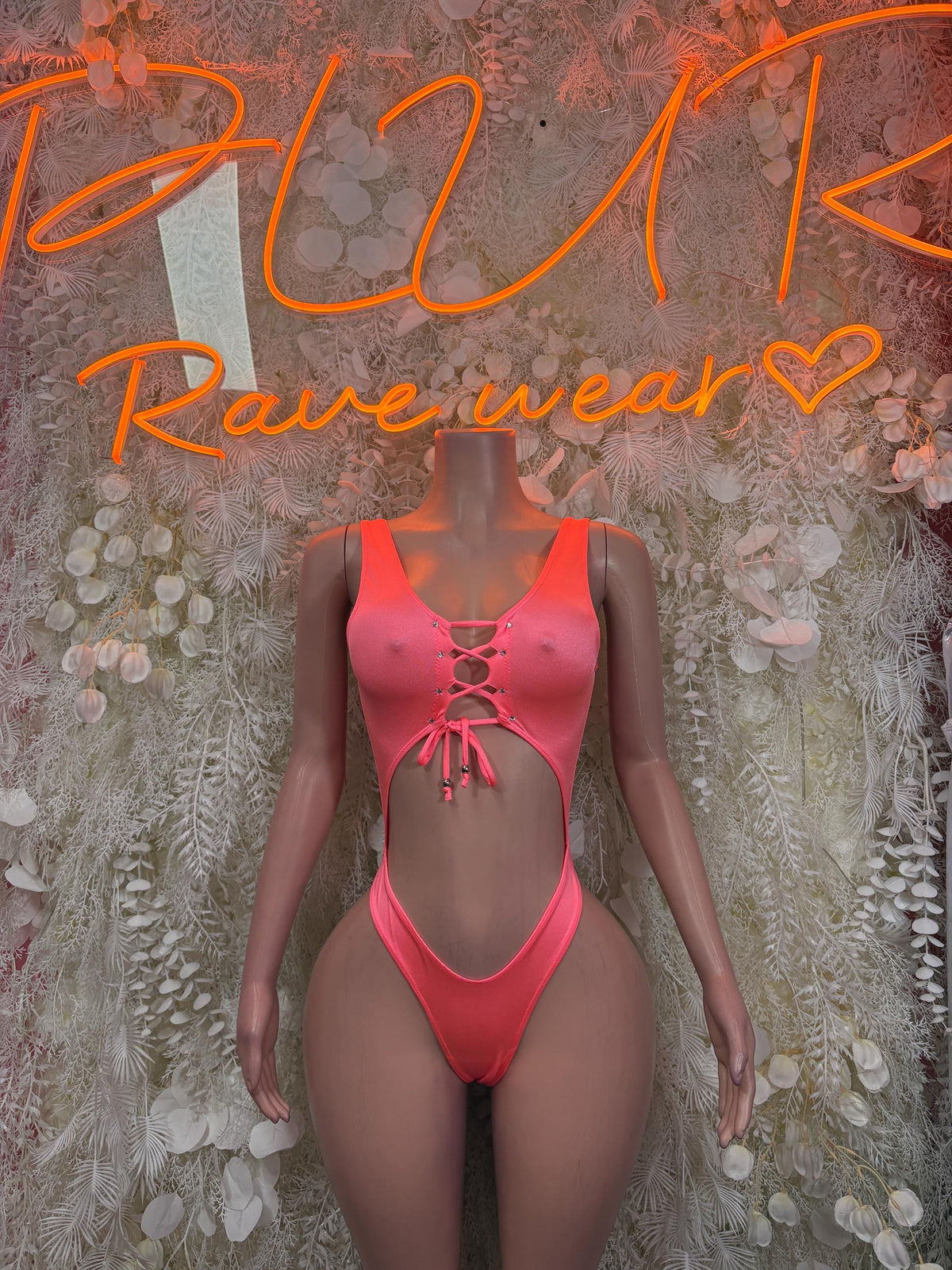 Bottlegirl Outfit - Coral Bodysuit Exotic Dancewear for Performers, Raves, & Bottlegirls