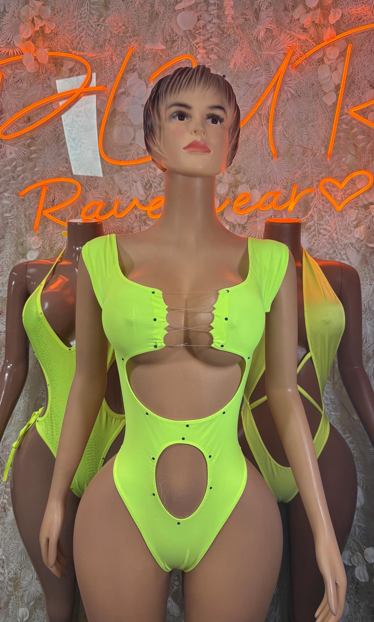 Festival Bodysuit One-Piece - Neon Green | Exotic Dancewear for Performers, Raves, & Festival Clothing - image 3