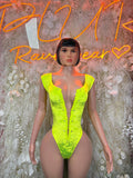 Festival Bodysuit One-Piece - Neon Green | Exotic Dancewear for Performers, Raves, & Festival Clothing