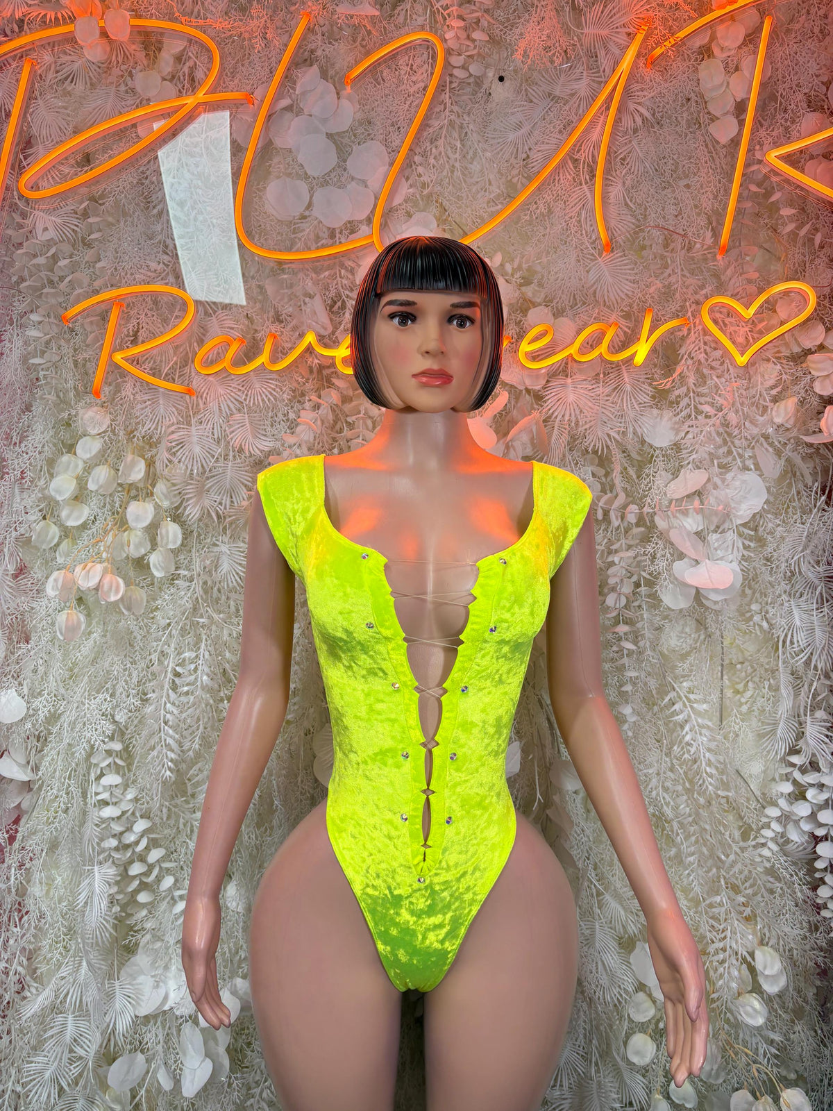 Festival Bodysuit One-Piece - Neon Green | Exotic Dancewear for Performers, Raves, & Festival Clothing