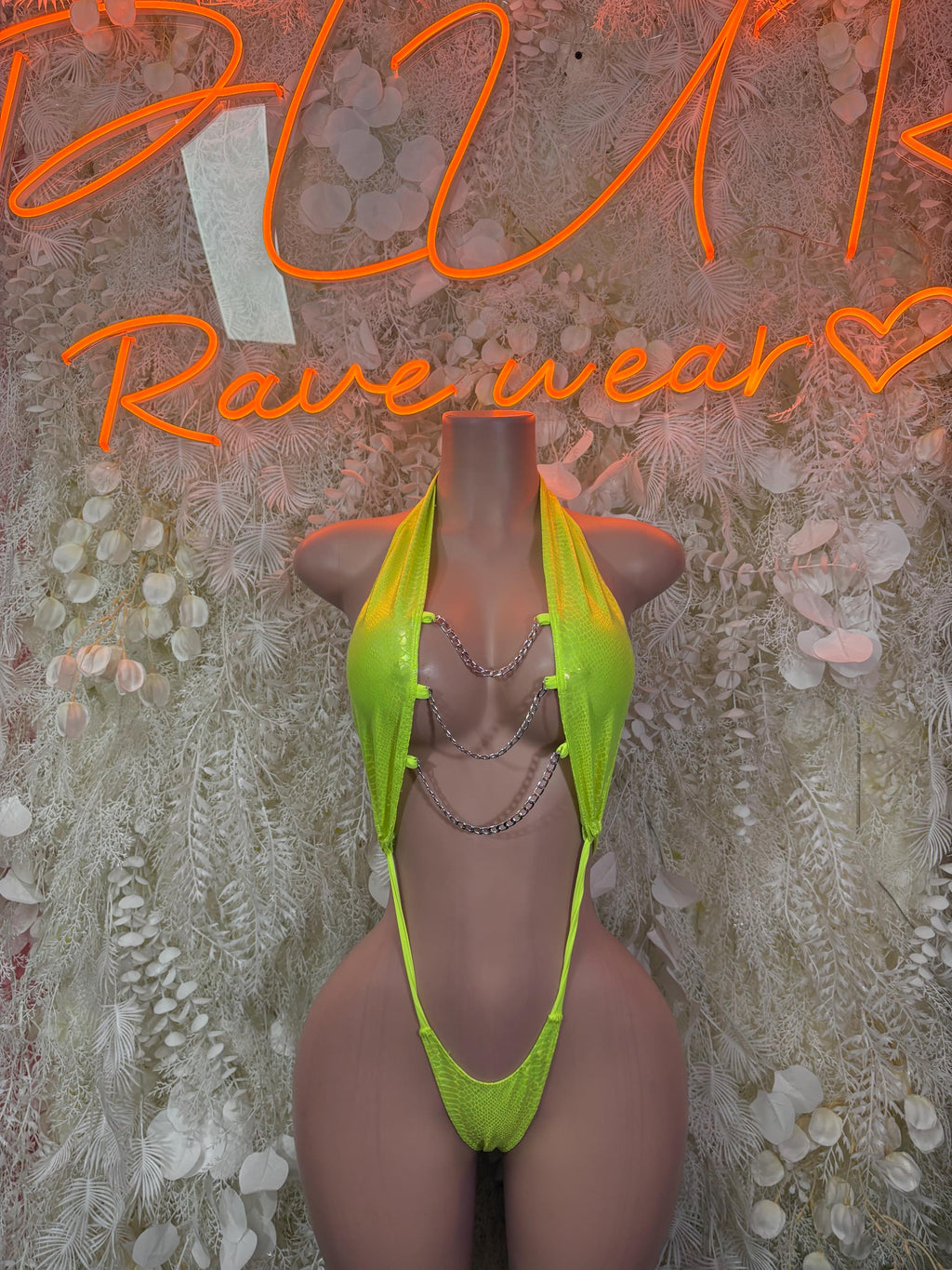 Festival Bodysuit One-Piece - Neon Green Slingshot Exotic Dancewear for Performers, Raves, & Festival Clothing