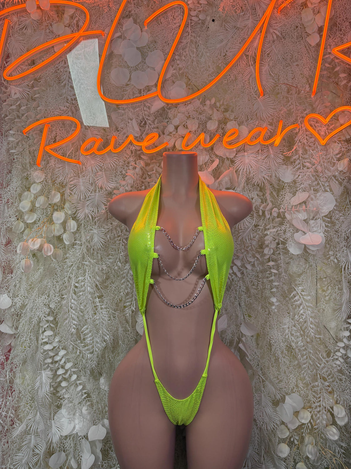 Festival Bodysuit One-Piece - Neon Green Slingshot Exotic Dancewear for Performers, Raves, & Festival Clothing