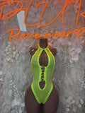Festival Bodysuit One-Piece - Neon Green Slingshot Exotic Dancewear for Performers, Raves, & Festival Clothing