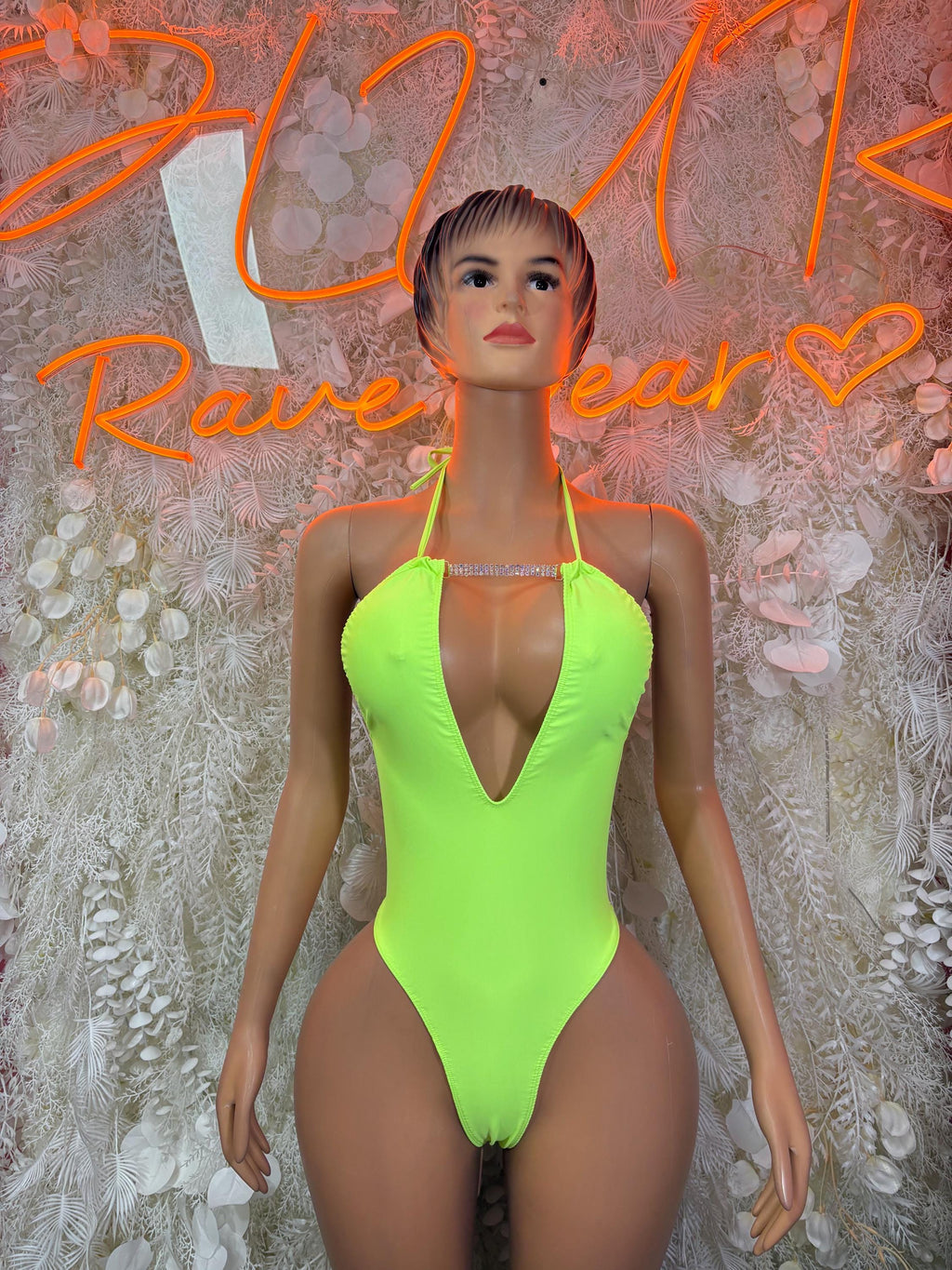 Bottlegirl Fishnet Bodysuit Neon Green Exotic Dancewear for Performers, Raves, & Festival Clothing