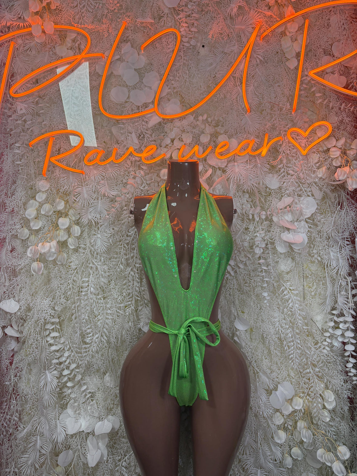 Green Metallic Bodysuit | Rave Festival, Exotic Dancewear, Pole Costume