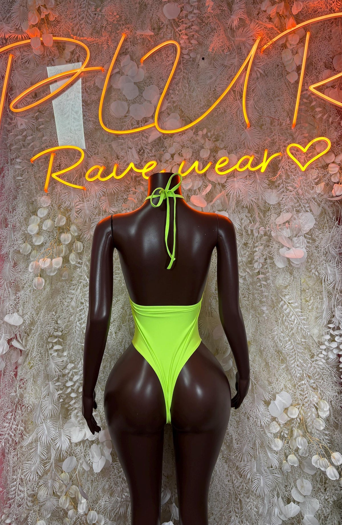 Clubwear Neon Green Bodysuit - Bartender Service Outfit, Rave Festival Clubwear, Sexy One Piece Dancewear - image 2