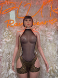Bottlegirl Bodysuit Gold Cheetah - Bartender Outfit, Dancewear, One-Piece Ravewear, Clubwear, Festival Fashion