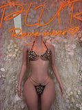 Cow Print Exotic Dancewear - Two Piece Bodysuit Festival Outfit, EDM Dancewear, Party Clubwear