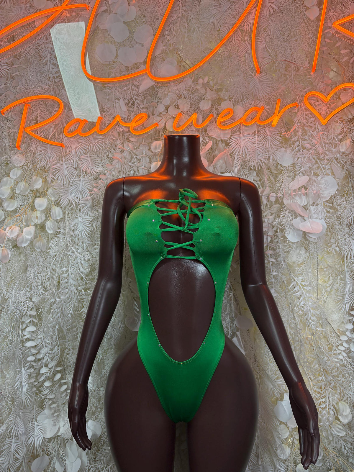 St Patrick’s Day Green Bottlegirl Bodysuit, Festival Rave Outfit