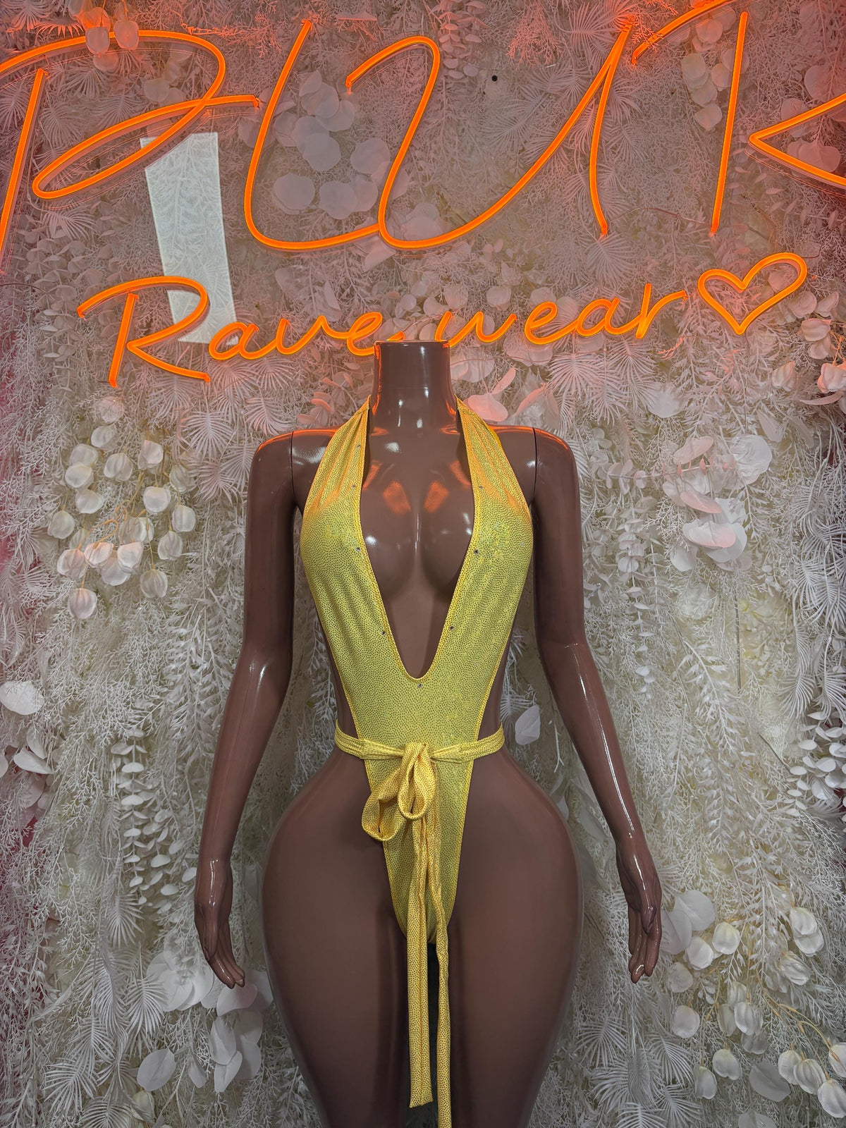 Rave Clothing Yellow Bodysuit - Exotic Dancewear for Performers, Raves, & Festival Clothing