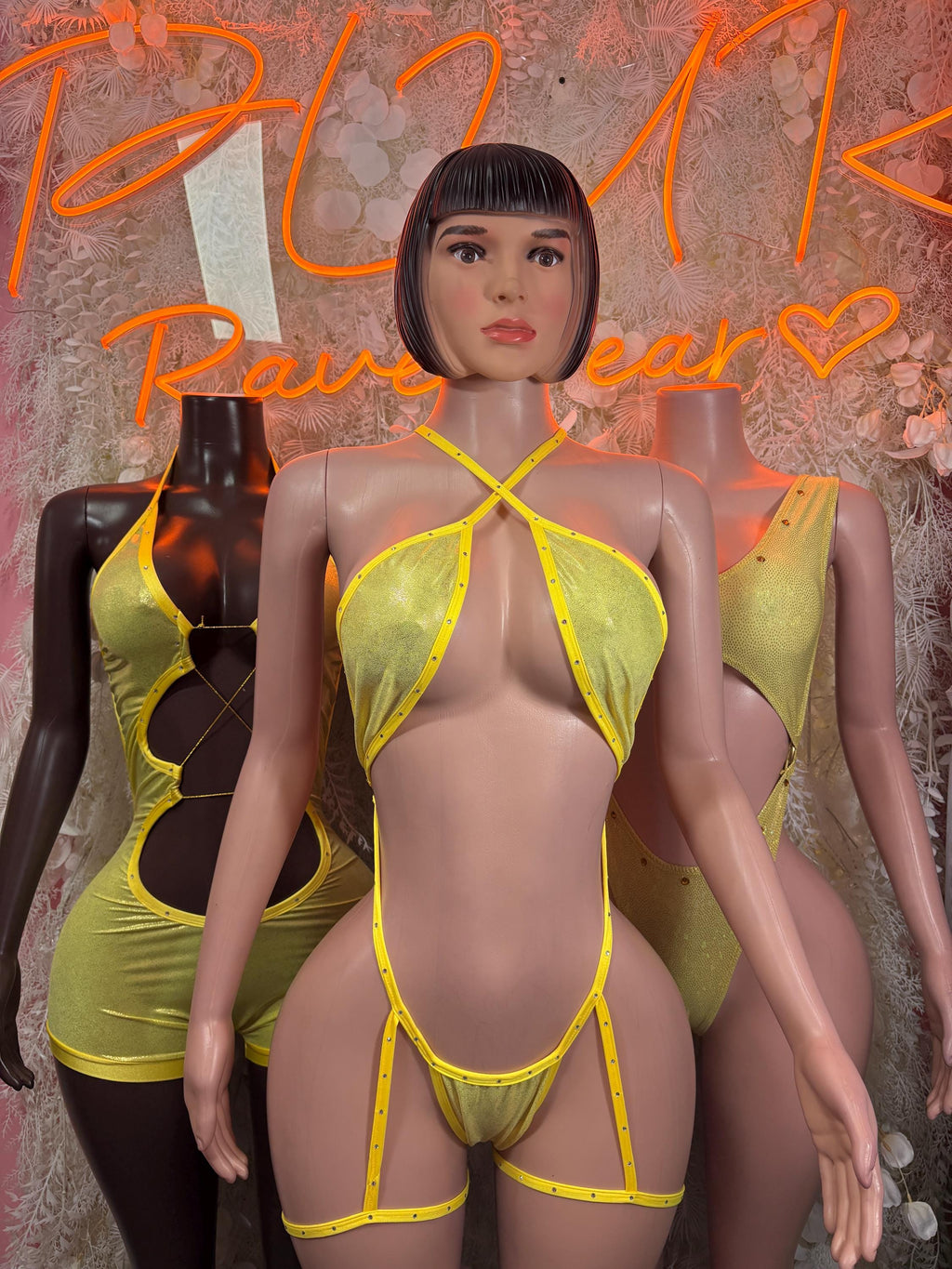 Rave Clothing Yellow Metallic Bodysuit - Exotic Dancewear for Performers, Raves, & Festival Clothing - image 3