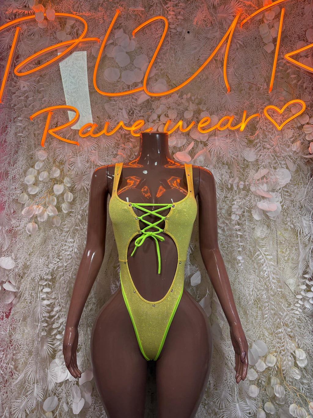 Bottlegirl Yellow Metallic Bodysuit - Exotic Dancewear for Performers, Raves, & Festival Clothing