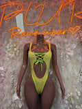 Bottlegirl Yellow Metallic Bodysuit - Exotic Dancewear for Performers, Raves, & Festival Clothing