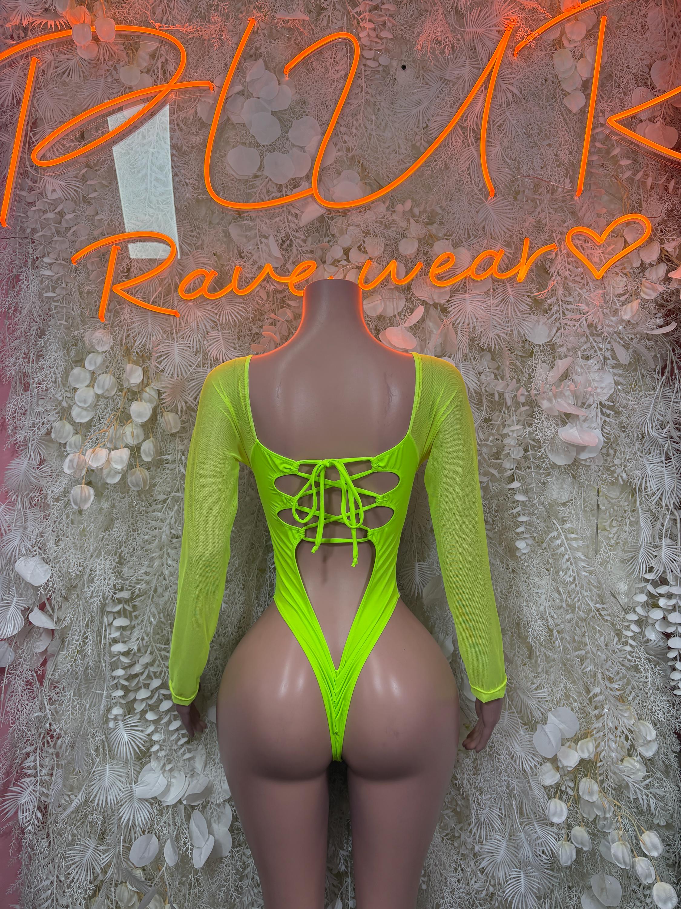 Tropical Print Bodysuit Women - Bottle Girl Bartender Outfit, Rave Festival Dancewear Clubwear