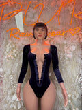 Bartender Bodysuit Purple Velvet  One Piece Festival Outfit Clubwear Bottlegirl Outfit