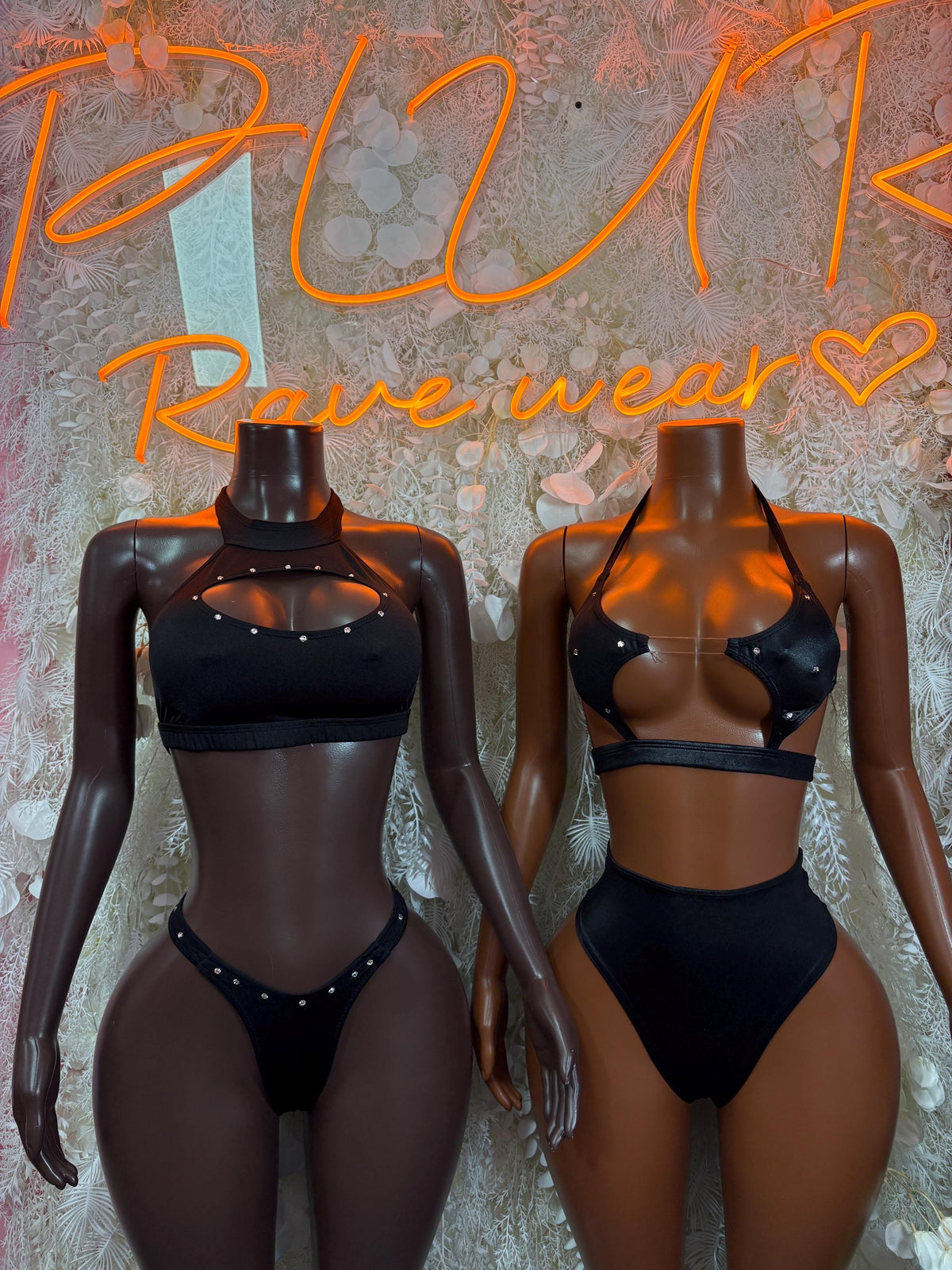 Rave Outfit Black Two Piece Set Festival Outfit Exotic Dancewear Clubwear - image 3