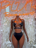 Rave Outfit Black Two Piece Set Festival Outfit Exotic Dancewear Clubwear