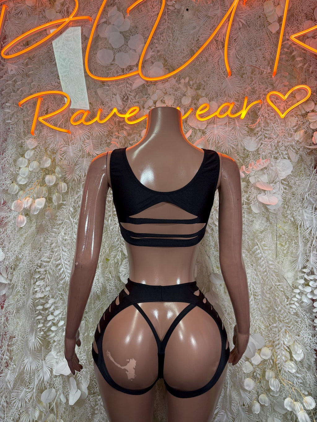 Exotic Dancewear Costume Black Two Piece Festival Rave Outfit Clubwear - image 3
