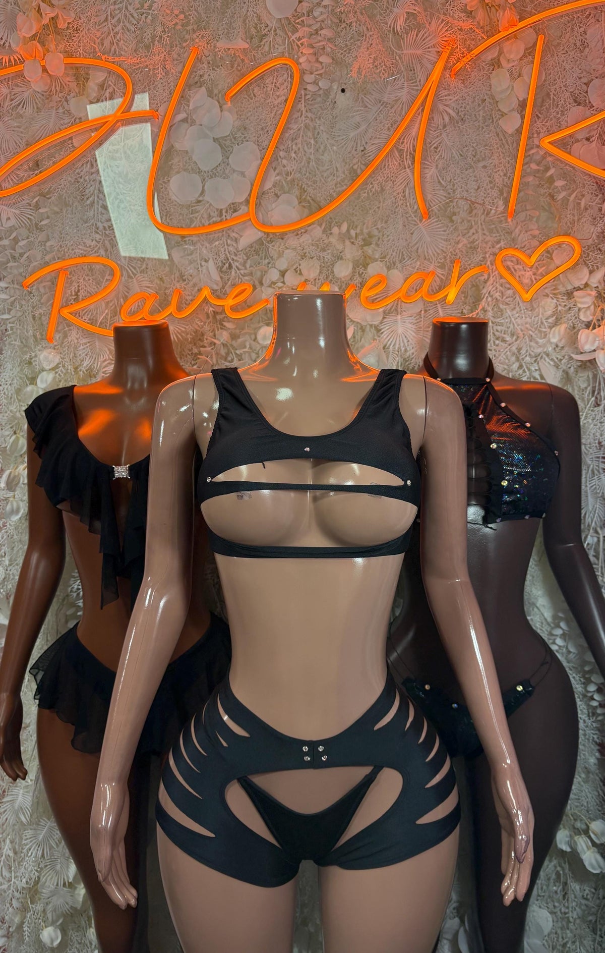 Exotic Dancewear Costume Black Two Piece Festival Rave Outfit Clubwear - image 3