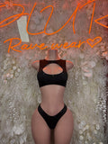 Rave Outfits Black Bikini Two Piece Festival Rave Outfit Clubwear Dancewear
