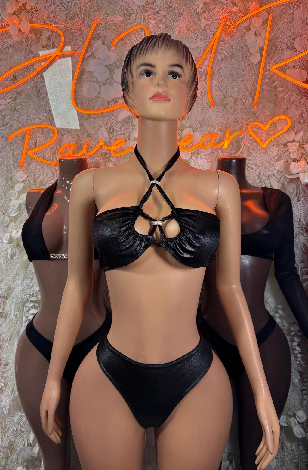 Rave Outfits Black Two Piece Set Festival Rave Outfit Clubwear Dancewear - image 3
