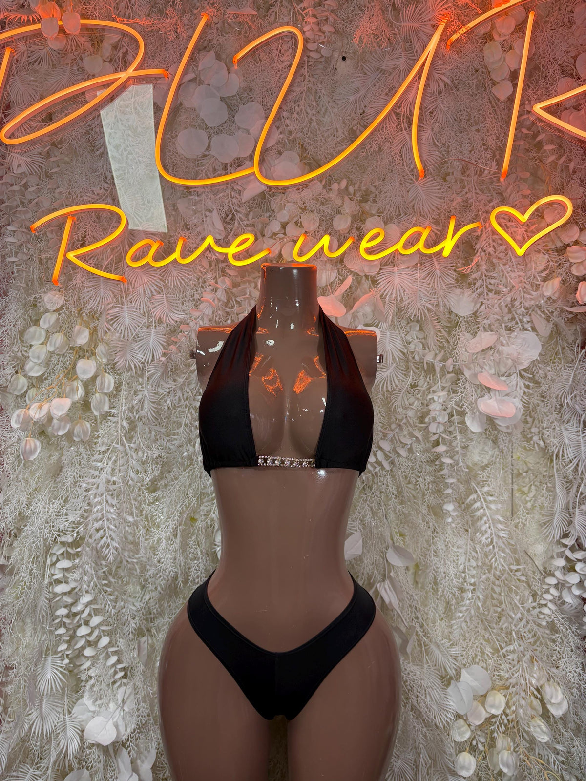 Rave Outfits Black Two Piece Set Festival Rave Outfit Clubwear Dancewear