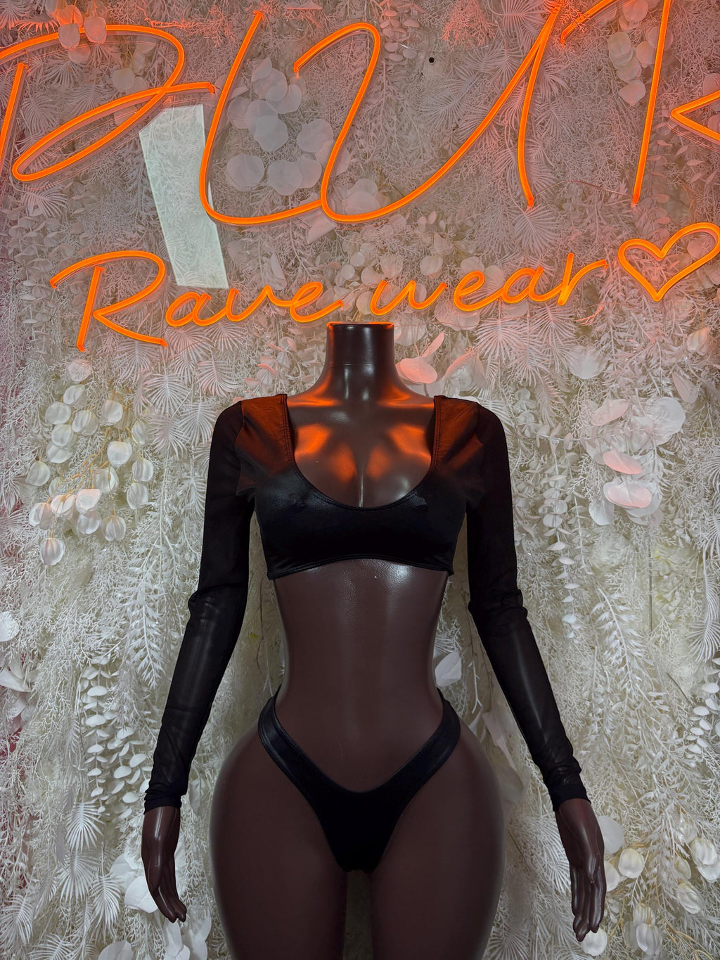 Rave Outfits Black Two Piece Set Festival Rave Outfit Clubwear Dancewear