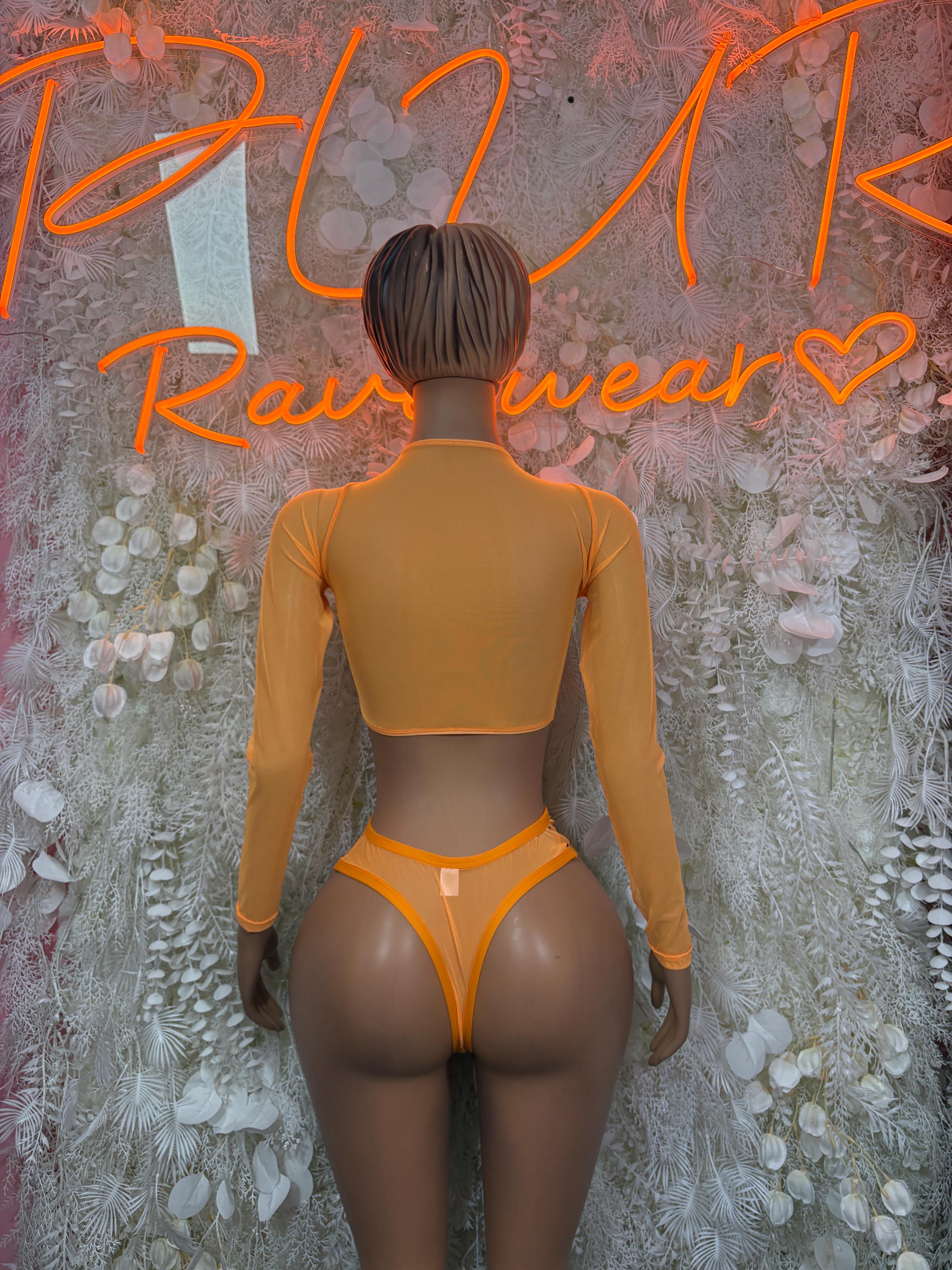 Rave Outfits Orange Two Piece Set Festival wear