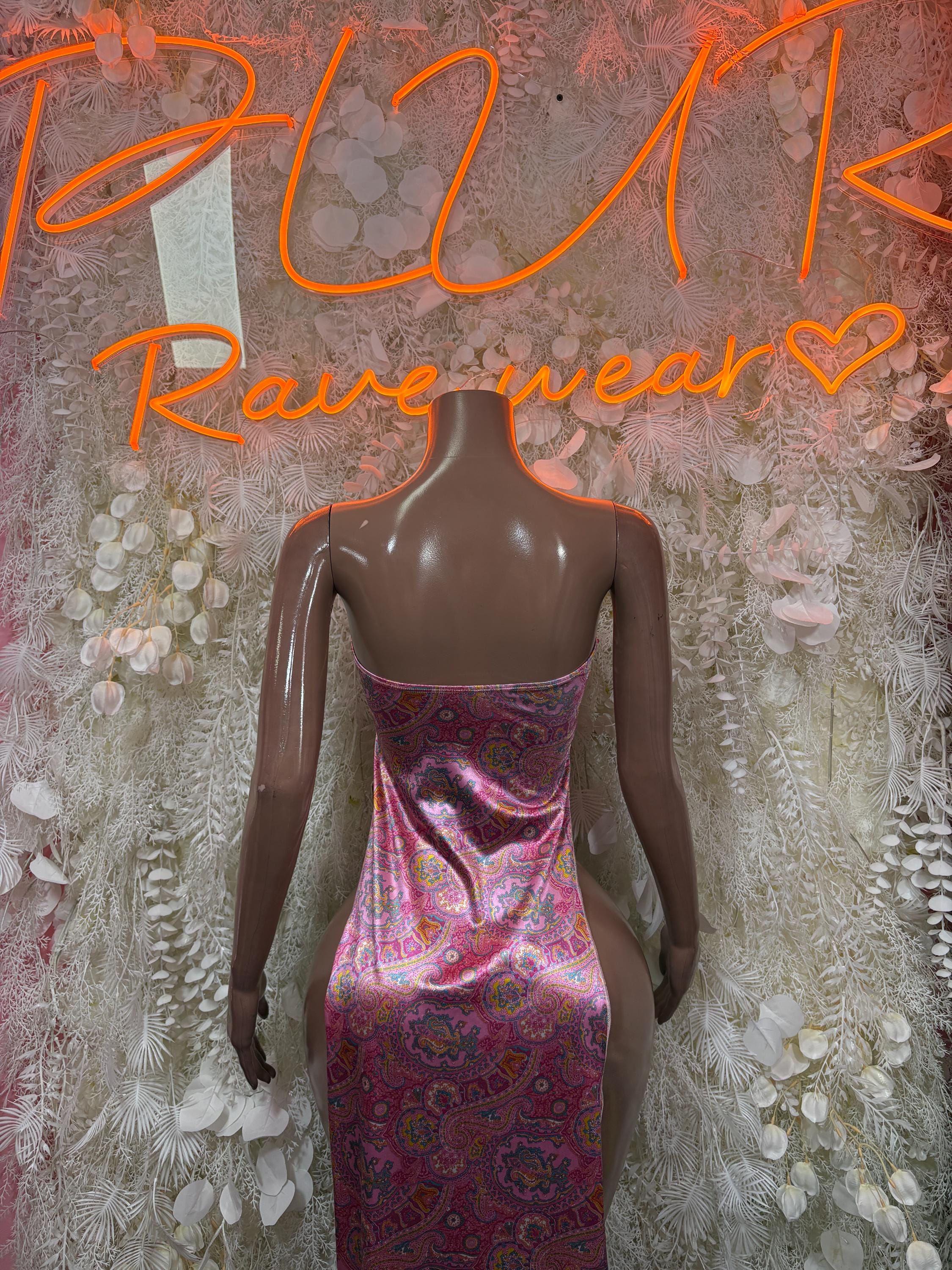 Exotic Dancewear Gown Bandanna Print- Elegant, Date Night Dress, Formal Evening Maxi Clubwear Dress