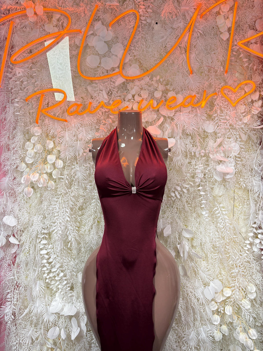 Exotic Dancewear Gown Burgundy - Elegant, Date Night Dress, Formal Evening Maxi Clubwear Dress