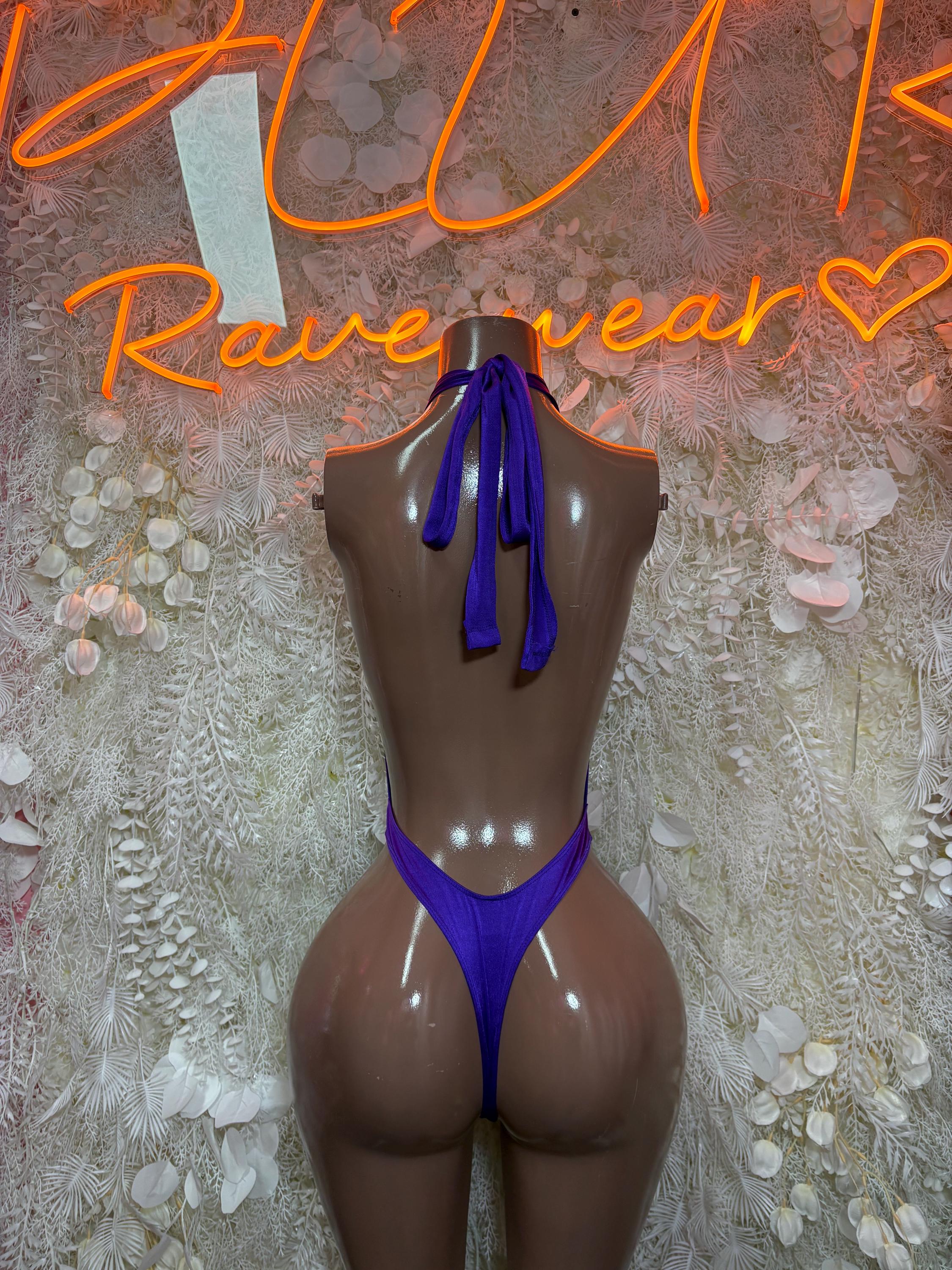 Bartender Outfit One-Piece Bodysuit - Purple Exotic Dancewear for Performers, Raves, & Festival Clothing