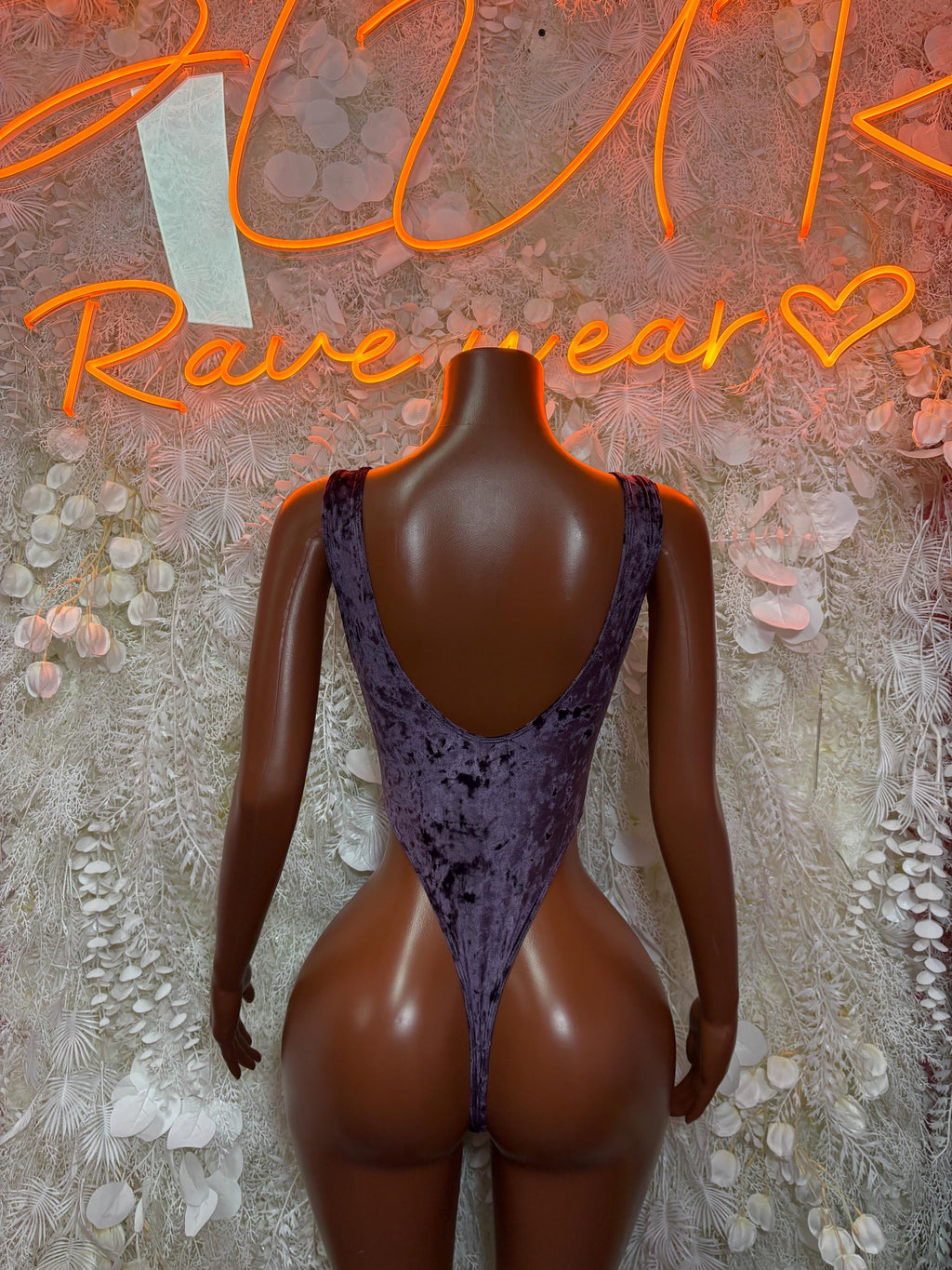 Ravewear One-Piece Bodysuit - Purple Velvet  Exotic Dancewear for Performers, Raves, & Festival Clothing
