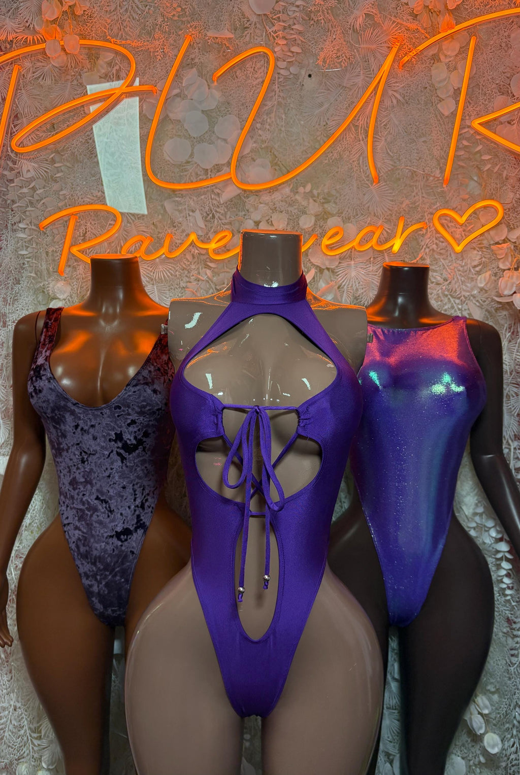 Ravewear One-Piece Bodysuit - Purple Metallic Exotic Dancewear for Performers, Raves, & Festival Clothing