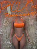 Rave Outfit Orange Two Piece Cop Top Bikini, Clubwear, Performance Costume,  Party Clubwear
