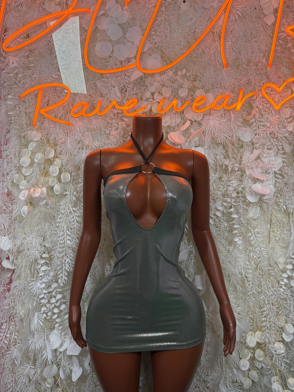 Olive Green Metallic Exotic Dancewear Dress Matching Thong Included - Sexy Evening Date Night Dress
