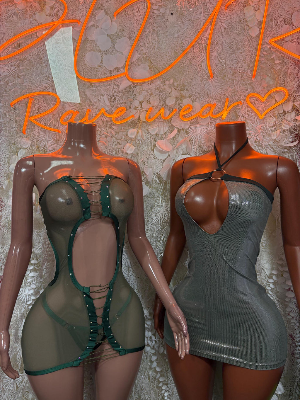 Olive Green Metallic Exotic Dancewear Dress Matching Thong Included - Sexy Evening Date Night Dress