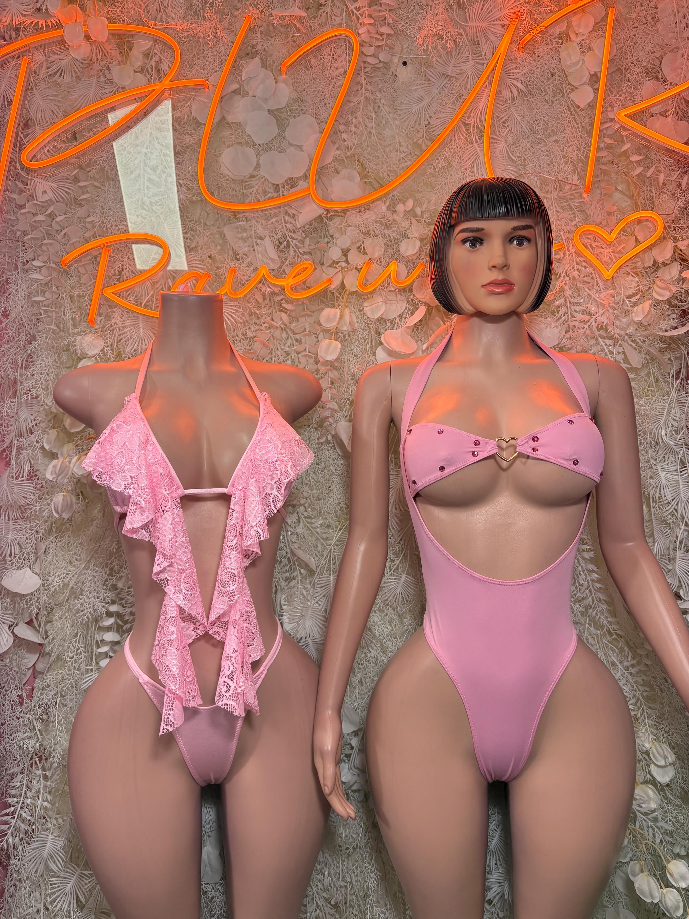 Summer Rave Festival Clothing Baby Pink Two Piece Bikini Set  – Exotic Dancewear  & Rave Wear