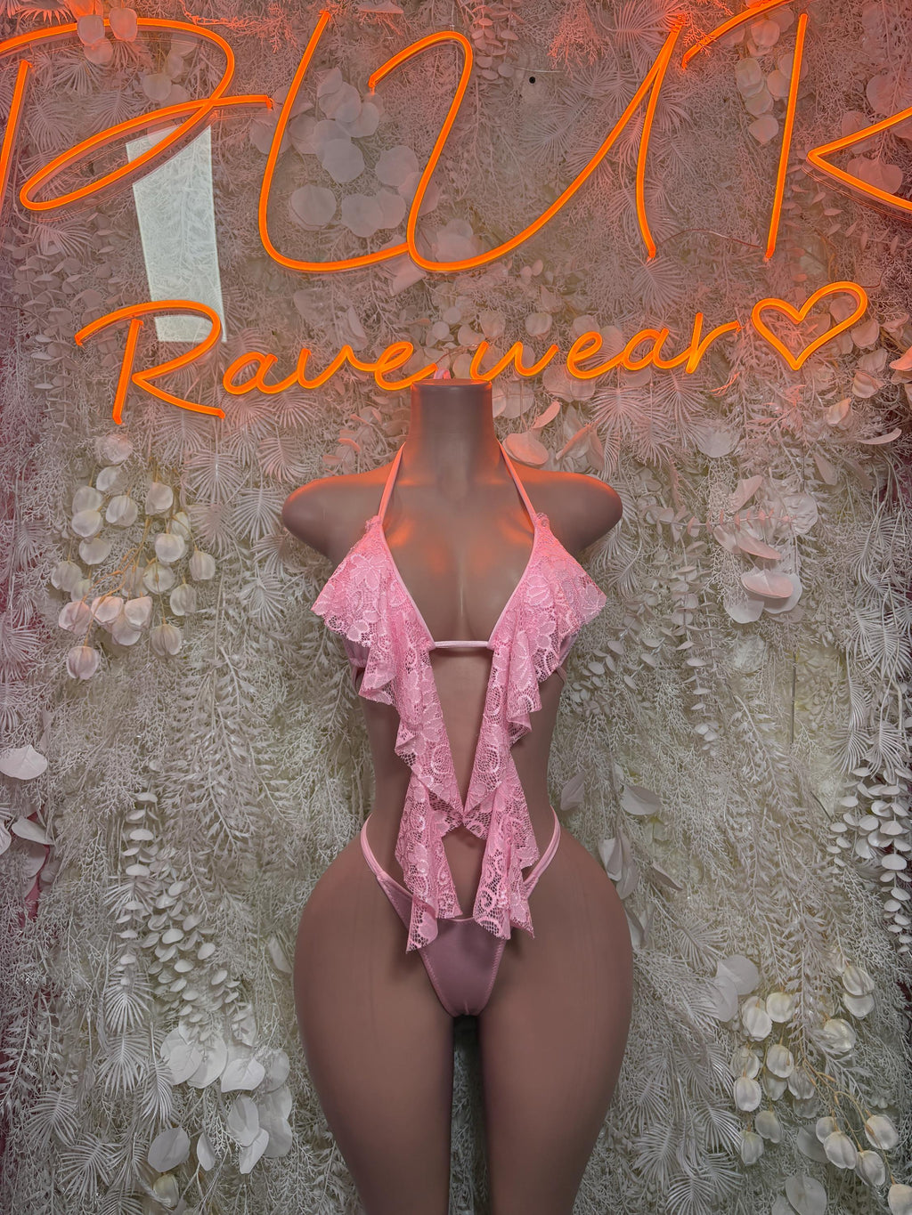 Summer Rave Festival Clothing Baby Pink Two Piece Bikini Set  – Exotic Dancewear  & Rave Wear