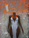 White Flowy Gown for Women - Elegant Dancewear, Date Night Dress, Formal Evening Maxi