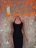 Exotic Dancewear Black Gown for Women - Elegant, Date Night Dress, Formal Evening Maxi